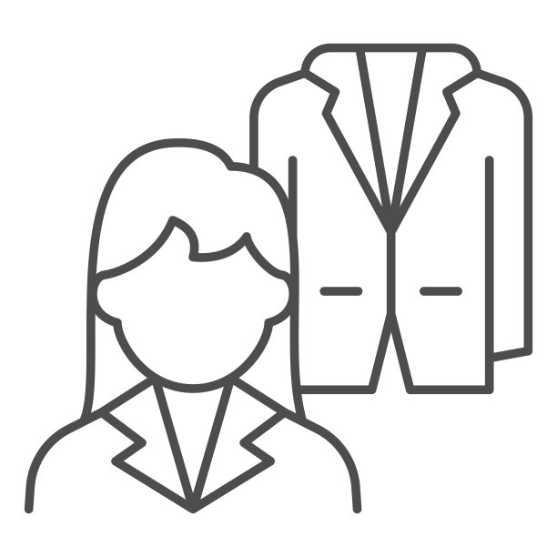女员工和外套西装细线图标图片下载