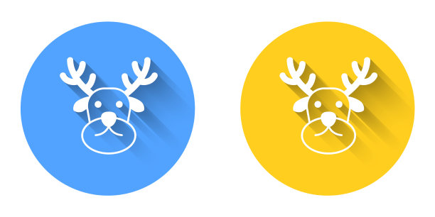 白色驯鹿的图标与长长的影子隔离图片下载