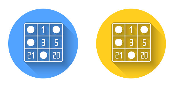 白色宾果卡幸运数字图标孤立图片下载