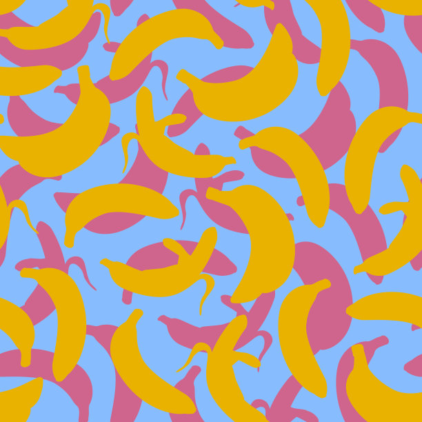 不同颜色的香蕉剪影图案图片下载