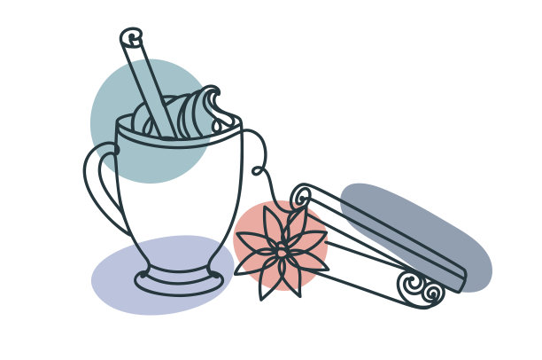 圣诞马克杯手绘线性风格图片下载