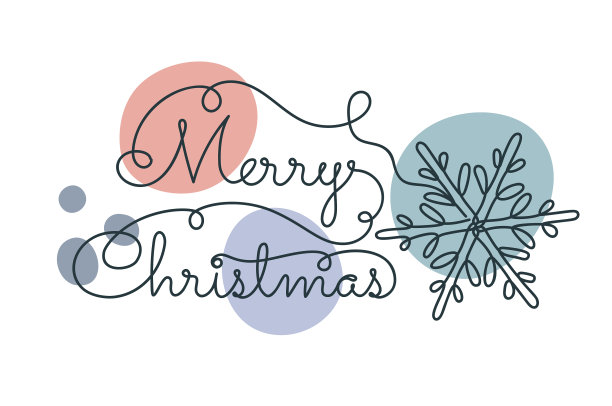 圣诞快乐手绘线性风格图片下载