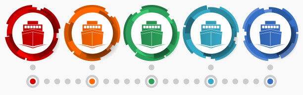 船，船的概念矢量图标集，现代设计抽象web按钮在5种颜色的选择，网页设计和移动应用程序的信息图表模板图片下载