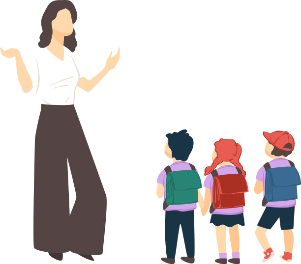老师带学生上课或郊游图片下载