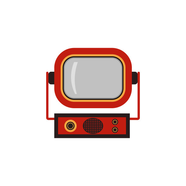 老式的电视设备与小屏幕平面矢量插图隔离。图片下载