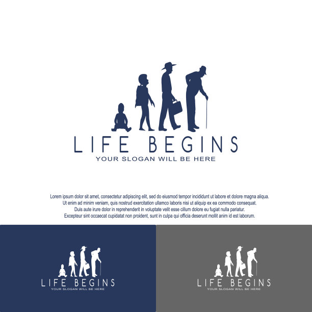 从婴儿期到老年生命成长的标志设计图片下载