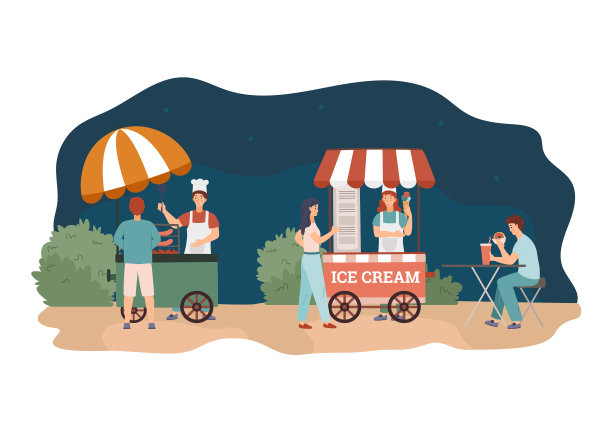 夏季街头美食节在公园或城市公寓图片下载