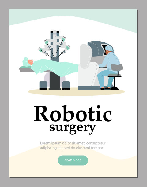 医疗机器人手术横幅或海报模板图片下载