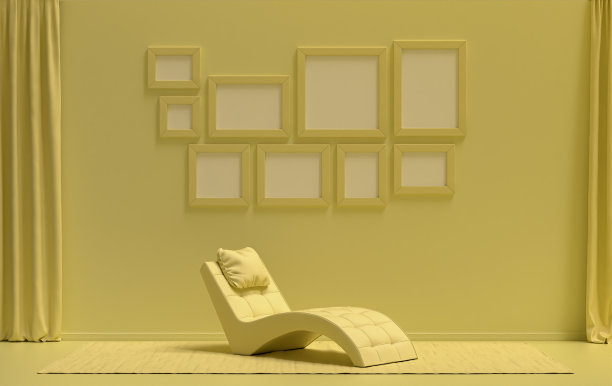 房间颜色浅黄色平坦，廊墙模板有9个框图片下载