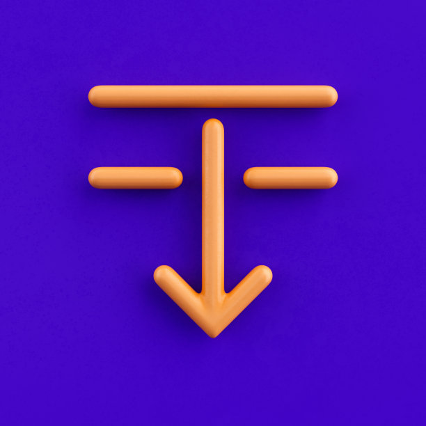 3d后退图标，轮廓黄色箭头图标，方向符号，3d渲染图片下载