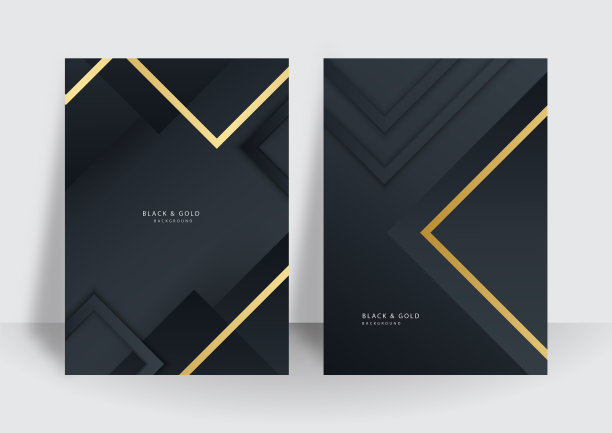 在黑色背景的黄金线封面设计图片下载