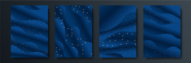 蓝色抽象背景与黄金线图片下载