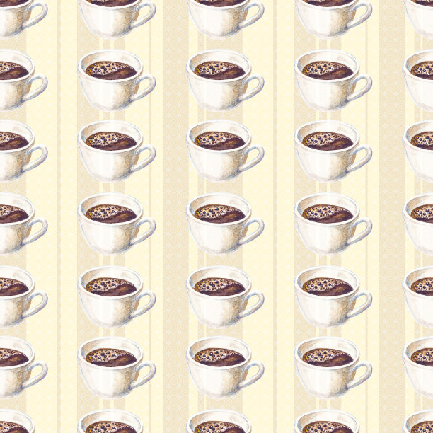 无缝图案与一排排咖啡杯图片下载