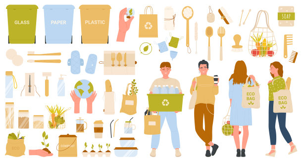 零浪费生活方式信息图人们与生态图片下载