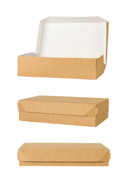 一套棕色纸板箱孤立在白色背景图片下载