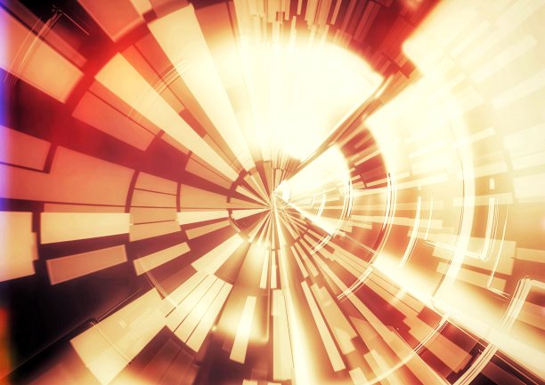 光的几何隧道的3D插图图片下载