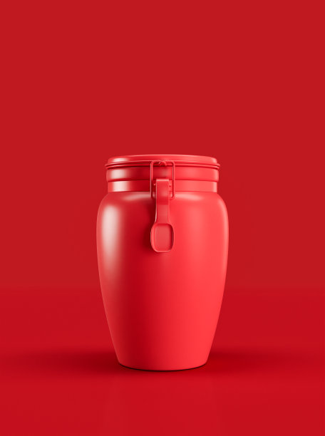 单色复古储物罐，复古厨房电器前视图，3d渲染图片下载