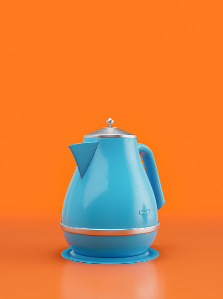 复古壶茶壶，复古厨房电器侧视图，3d渲染图片下载