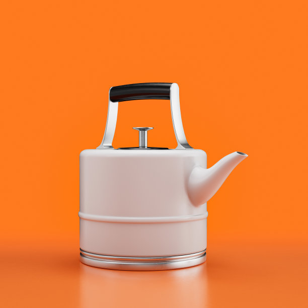 复古壶茶壶，复古厨房电器侧视图，3d渲染图片下载