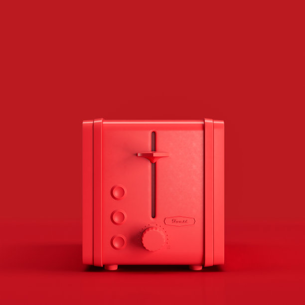 单色复古烤面包机，复古厨房电器前视图，3d渲染图片下载
