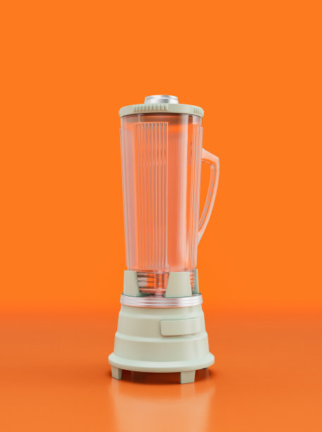 复古搅拌机，复古厨房电器的侧视图，3d渲染图片下载