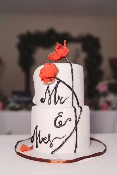 时尚的现代婚礼蛋糕。图片下载