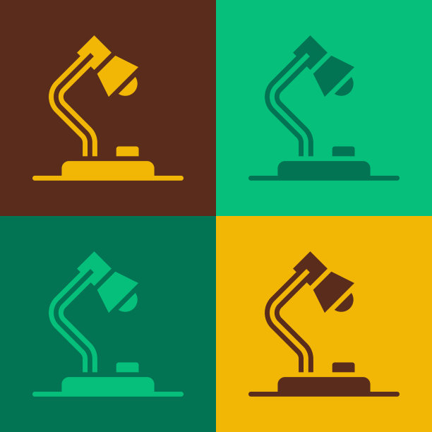 波普艺术台灯图标孤立在颜色上图片下载