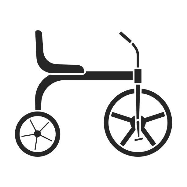 儿童自行车孤立的黑色图标图片下载