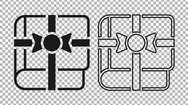 黑色的书作为礼物图标孤立上透明图片下载