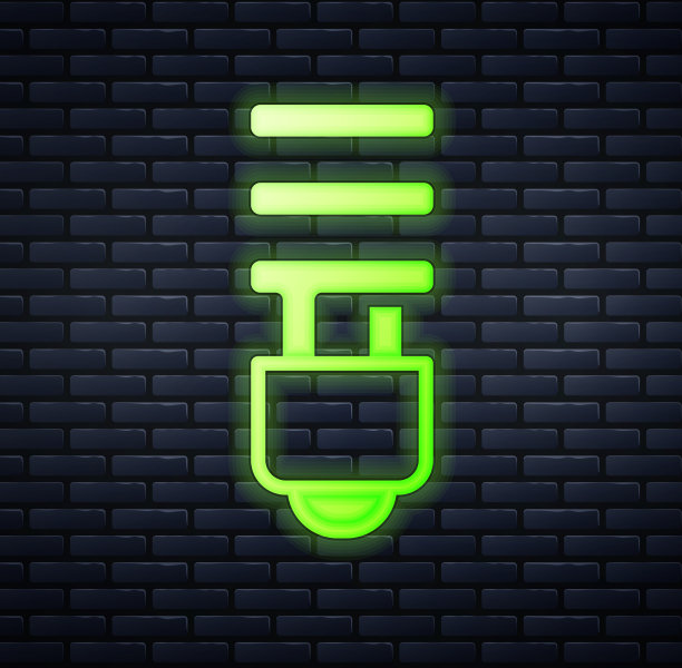 发光的霓虹灯灯泡图标孤立的砖图片下载