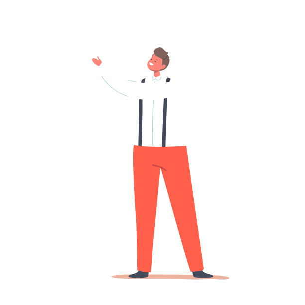 快乐的小男孩穿着红色的背带裤图片下载