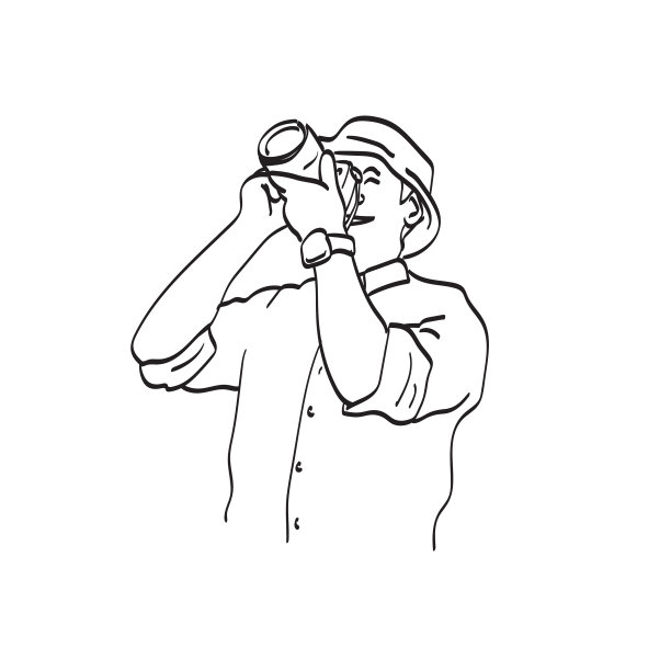 线条艺术微笑摄影师拍照图片下载