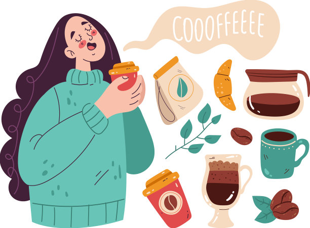 热饮女孩和外卖咖啡图片下载