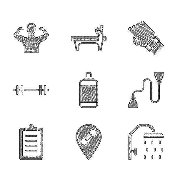 设置拳击袋位置健身房淋浴头胸部图片下载