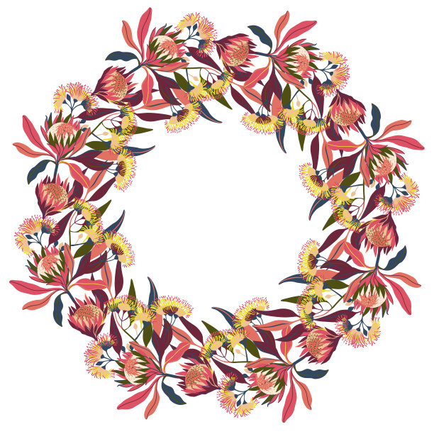 孤立设计植物可爱花环图片下载