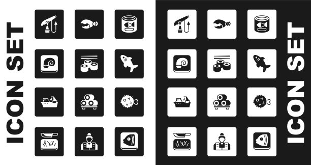 把鱼罐头寿司章鱼放在盘子里钓鱼图片下载