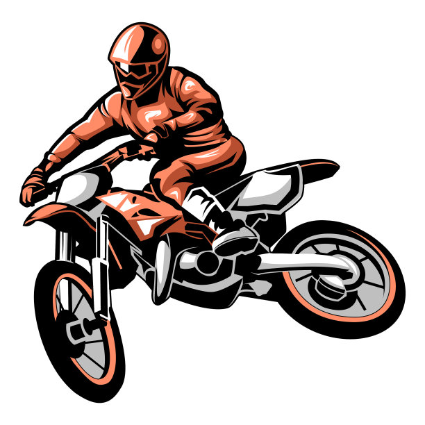 白色背景的越野摩托车手图片下载