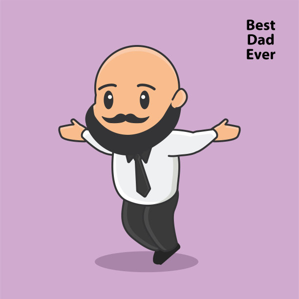 商业矢量人物爸爸父亲节卡通标志人画平艺术人贴纸标志图片下载