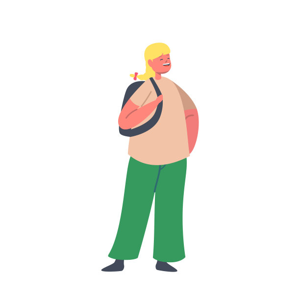 开朗的女生性格，背着双肩包图片下载