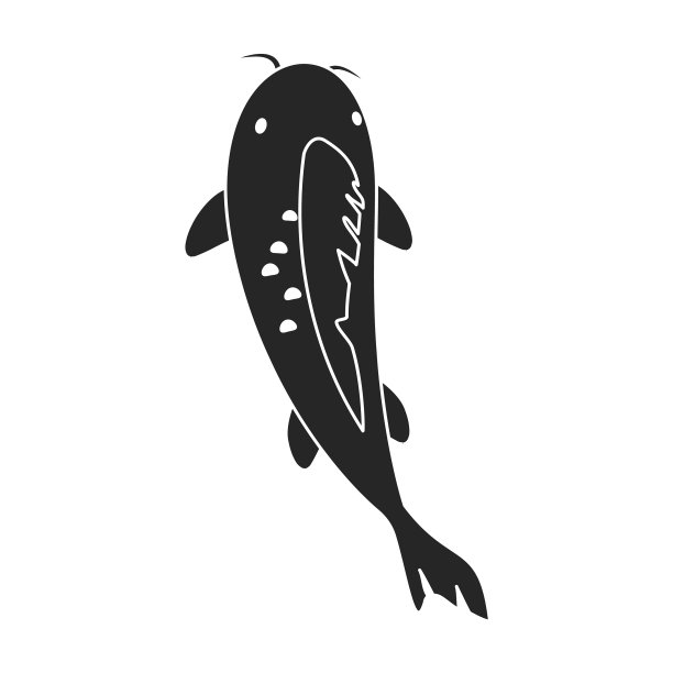 鲤鱼图标黑色图标孤立上图片下载