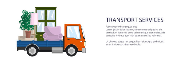 一辆小卡车正在运送家具图片下载