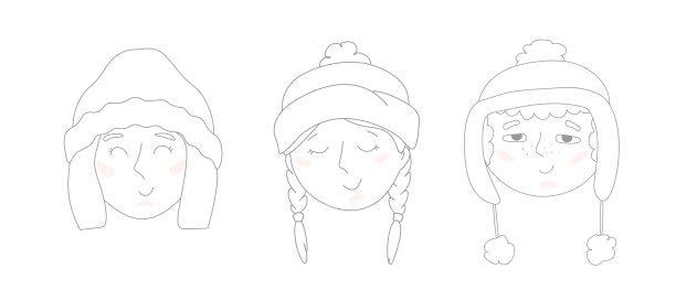 一组戴着帽子的孩子的脸图片下载