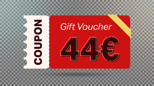 44欧元优惠券促销网站，互联网广告，社交媒体。大销售和超级销售优惠券代码欧元44折扣礼券优惠券矢量插图夏季报价结束周末图片下载