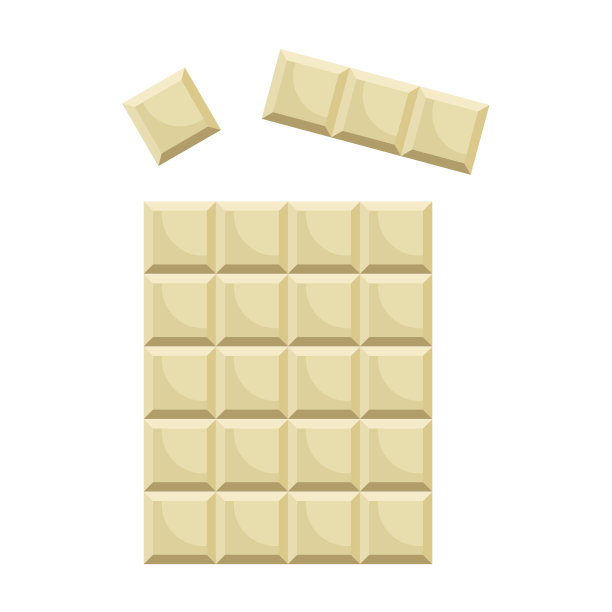 白巧克力块。平面设计风格矢量插图。图片下载