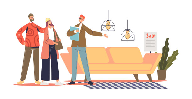 夫妇在帮助下为家里挑选家具图片下载