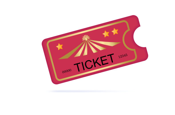 3 d票图标。马戏团入场券，红色优惠券，个人入场券。买一张马戏团或电影院、演出、娱乐活动、音乐会的门票。标签上的唯一编号，访问概念。向量图片下载