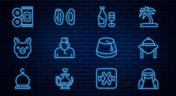 穆斯林妇女在面纱餐桌上放置食物酒图片下载