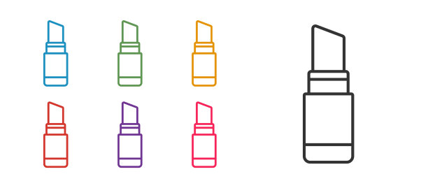 设定线口红图标孤立在白色图片下载