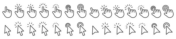 一套电脑鼠标点击光标的灰色箭头图标和加载图标。鼠标指针сomputer鼠标图片下载