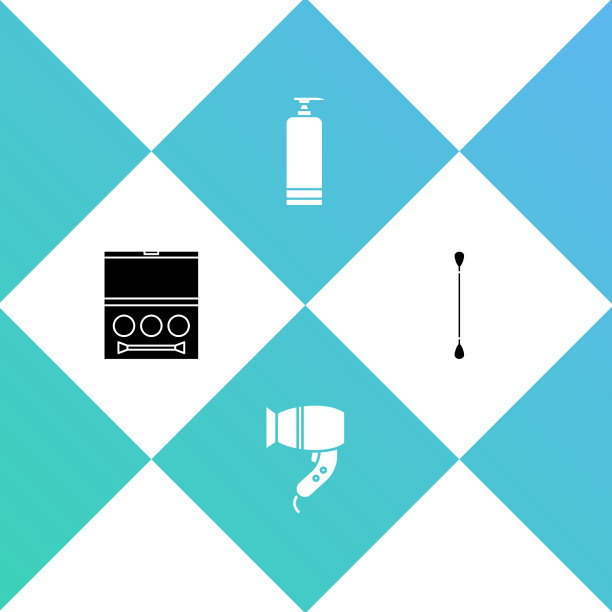 设置眼影调色板，吹风机，霜化妆品图片下载